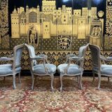 Set of 4 Louis XV style cabriolet armchairs