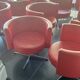 Orange leather armchairs with aluminium cross legs vintage #knoll#vitra#lex