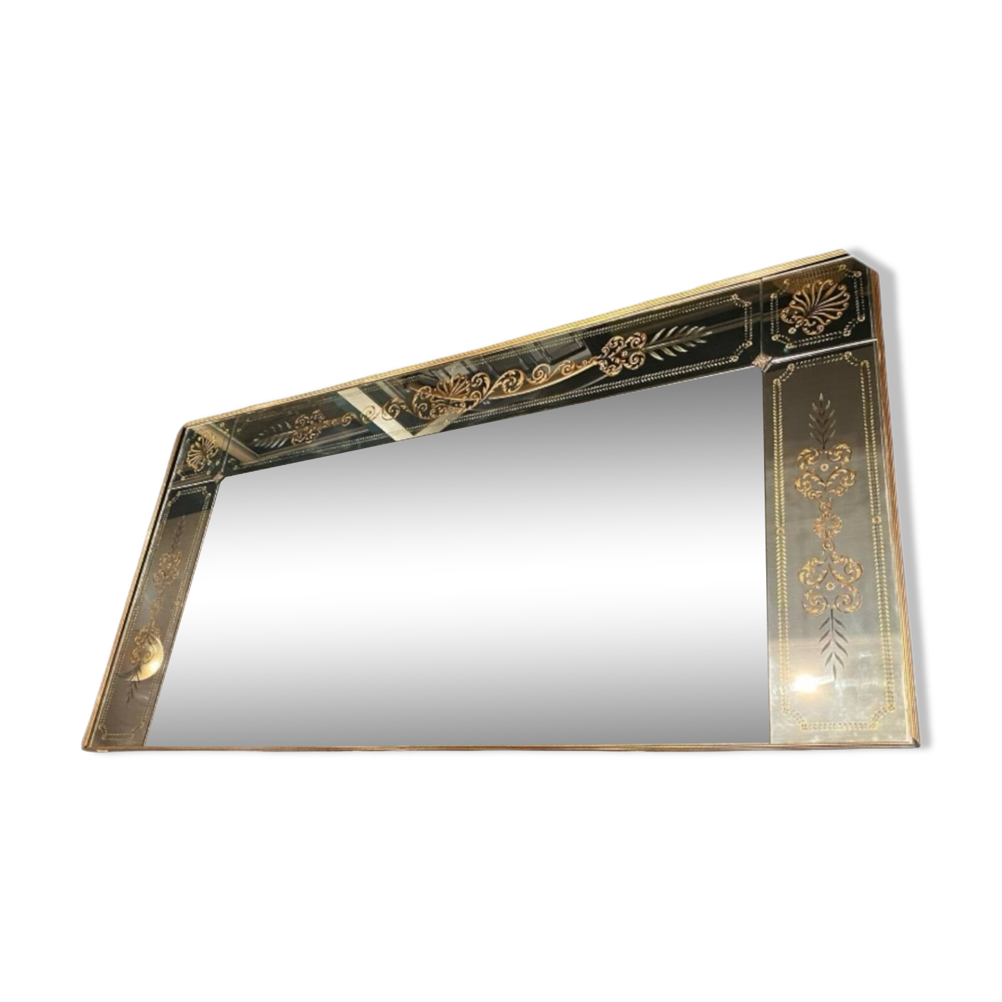 Large 1950 Venetian mirror with wooden frame