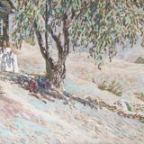 Russian school, Village on the Don. Watercolour.