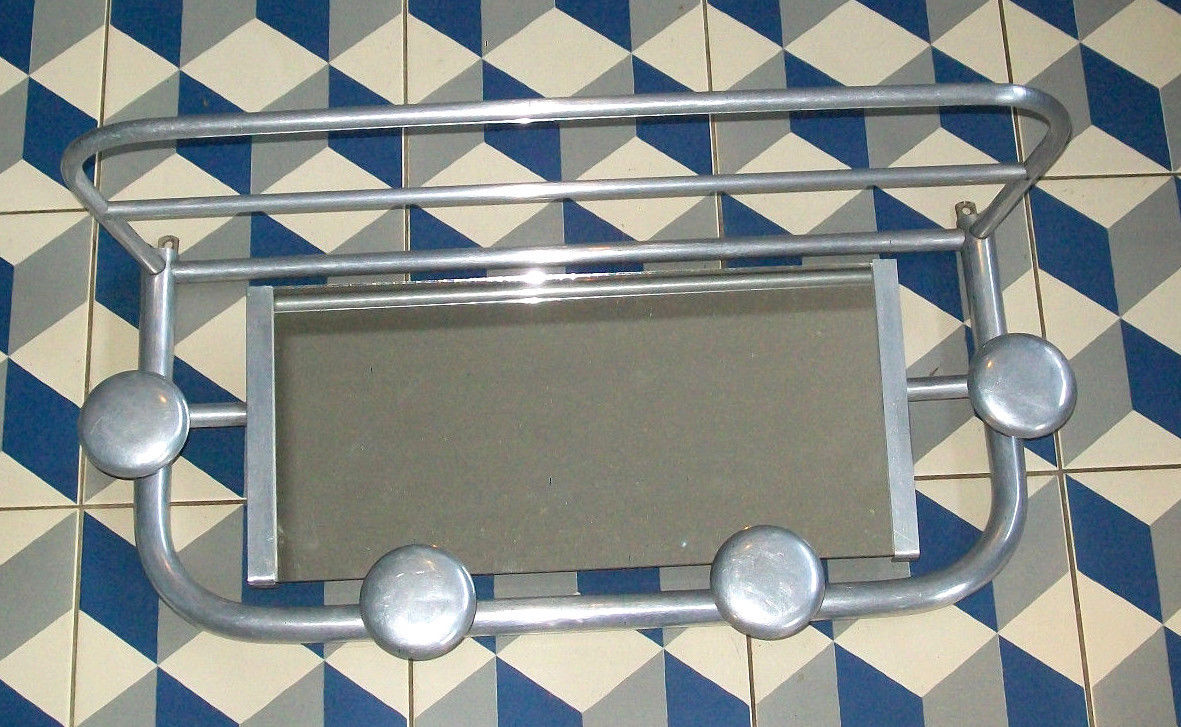Vintage aluminum with mirror coat rack