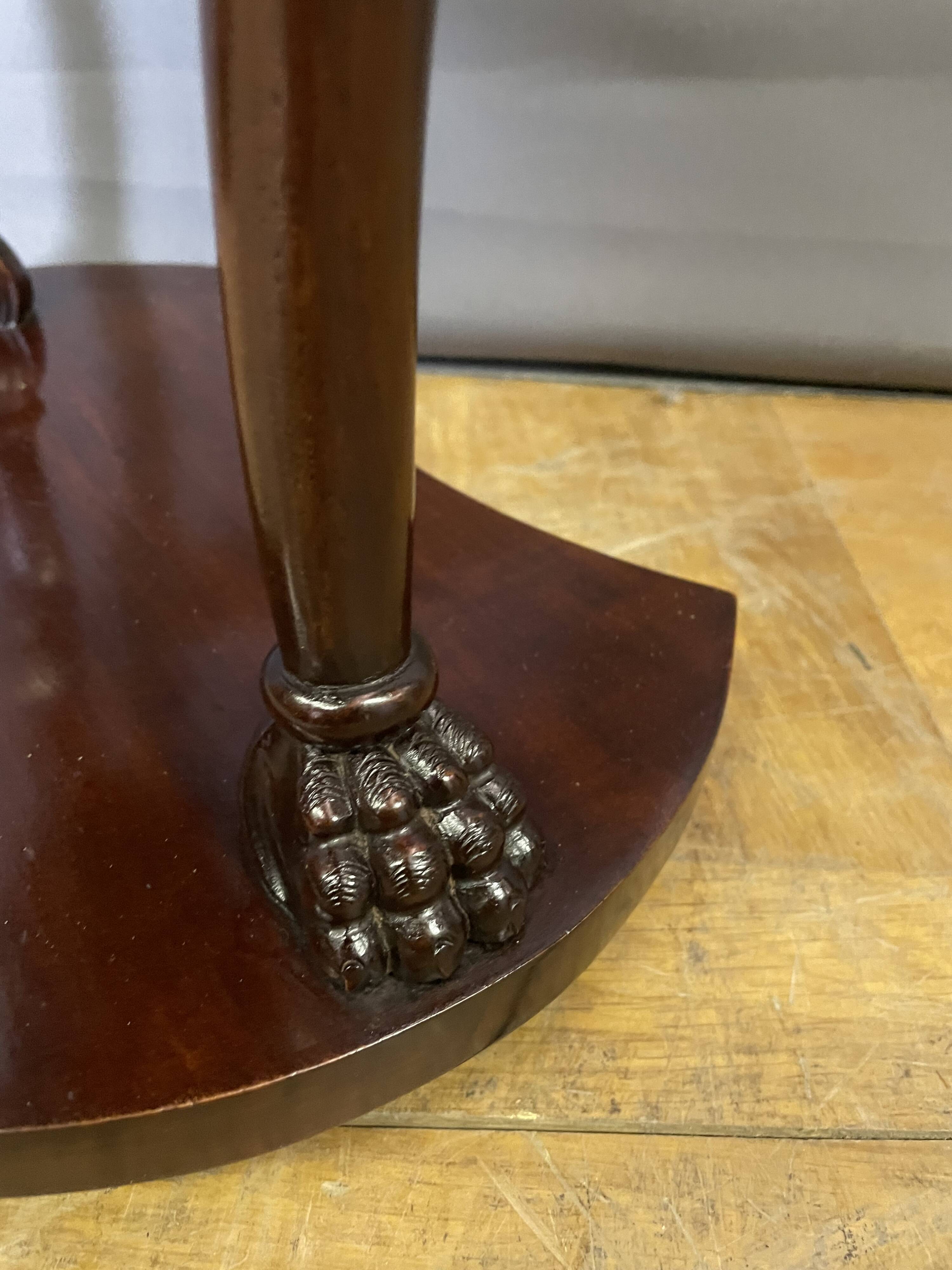 Mahogany bedside table with swan neck.