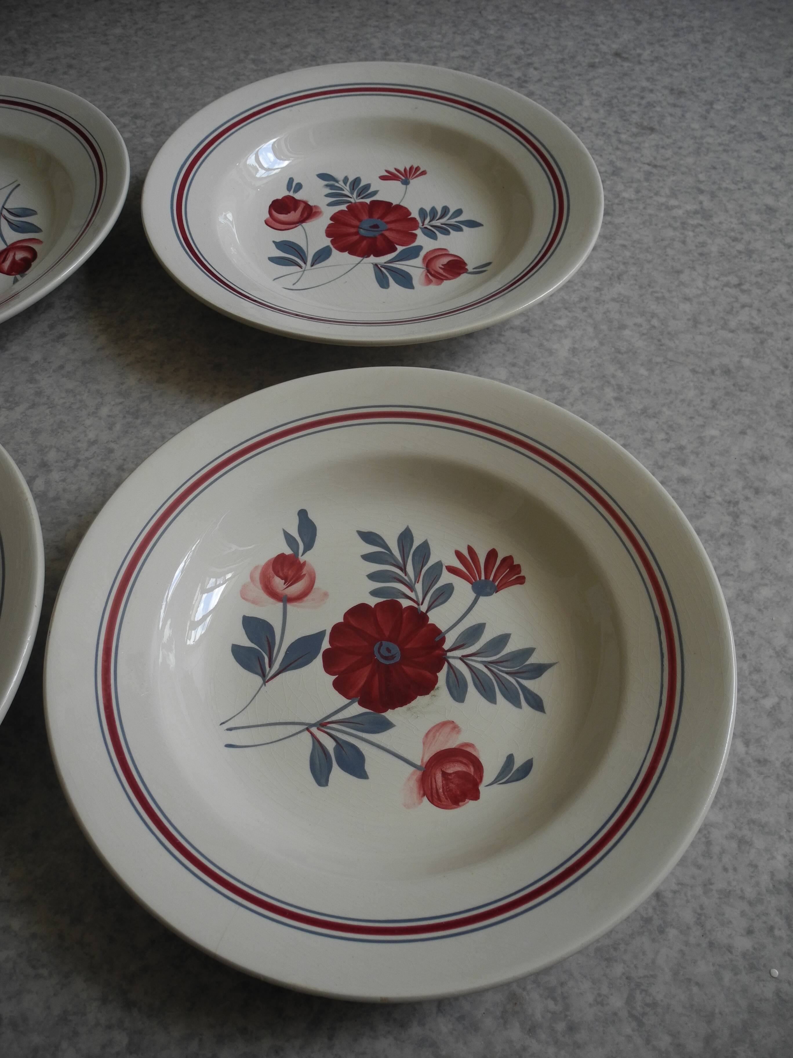6 Céranord St Amand vintage soup plates 50s
