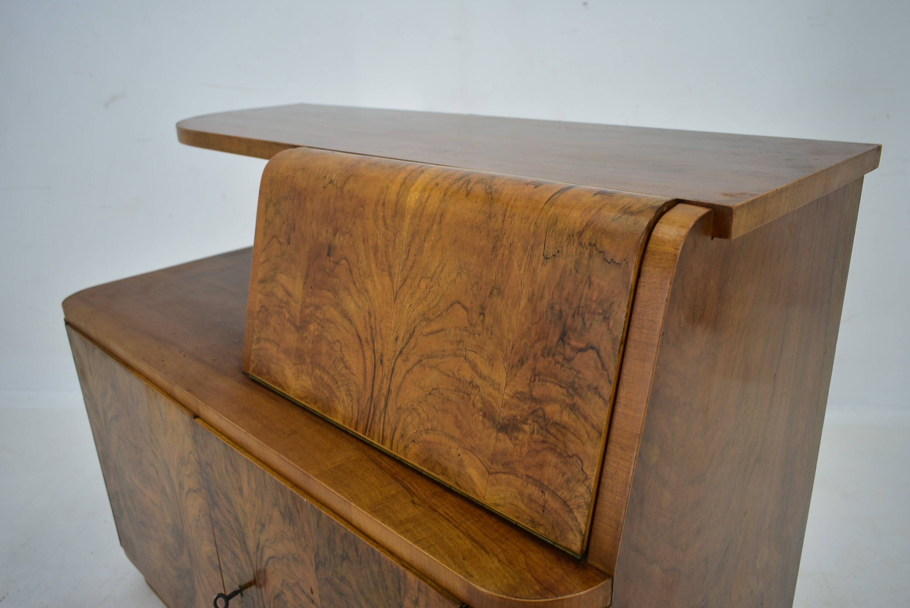 Art Deco cabinet from 1940 made of walnut for UP Závody, Czechoslovakia.