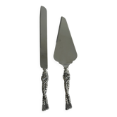 Set couteau et pelle à gâteau en métal argenté