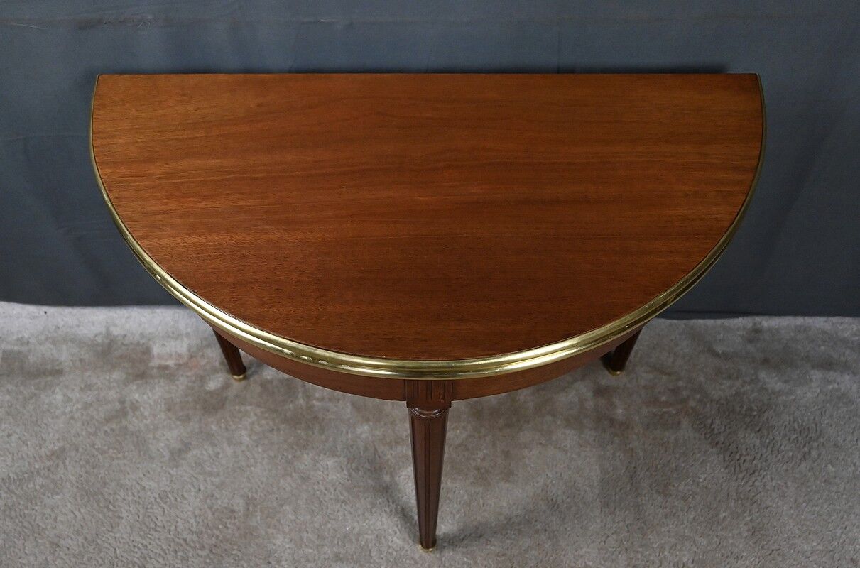 Table à jeux demi-lune en acajou, style Louis XVI – début XXe