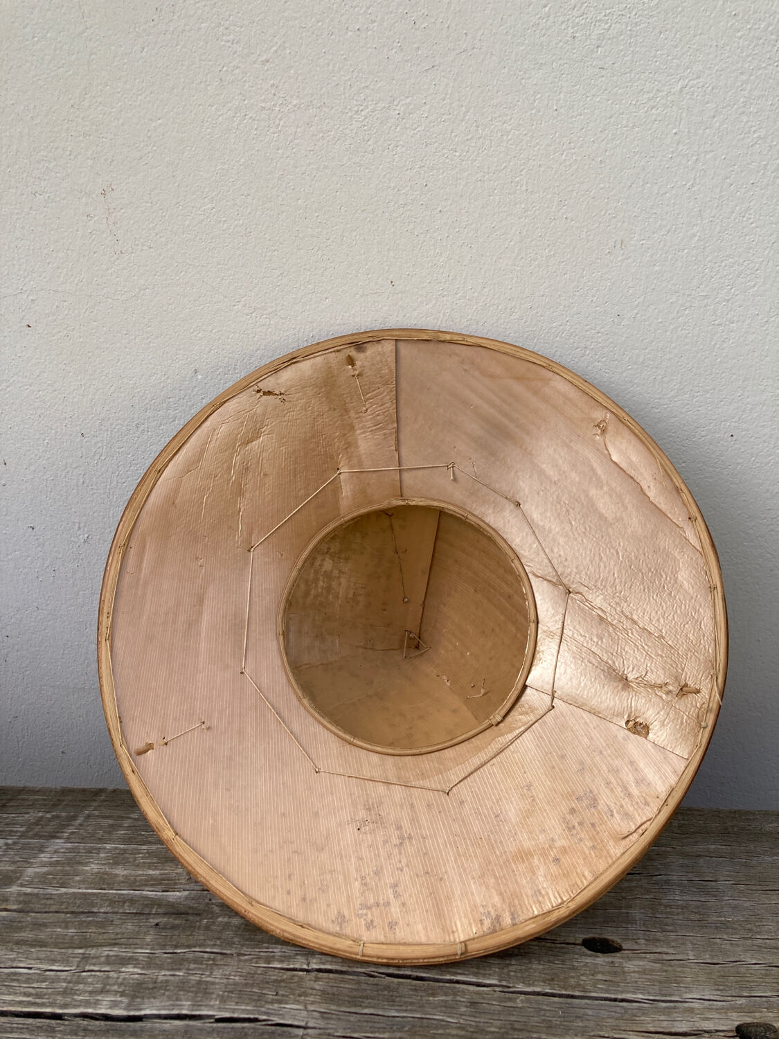 Asian hat in bamboo and vintage metal