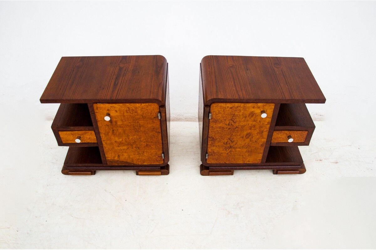 Art Deco bedside tables, Poland, 1940