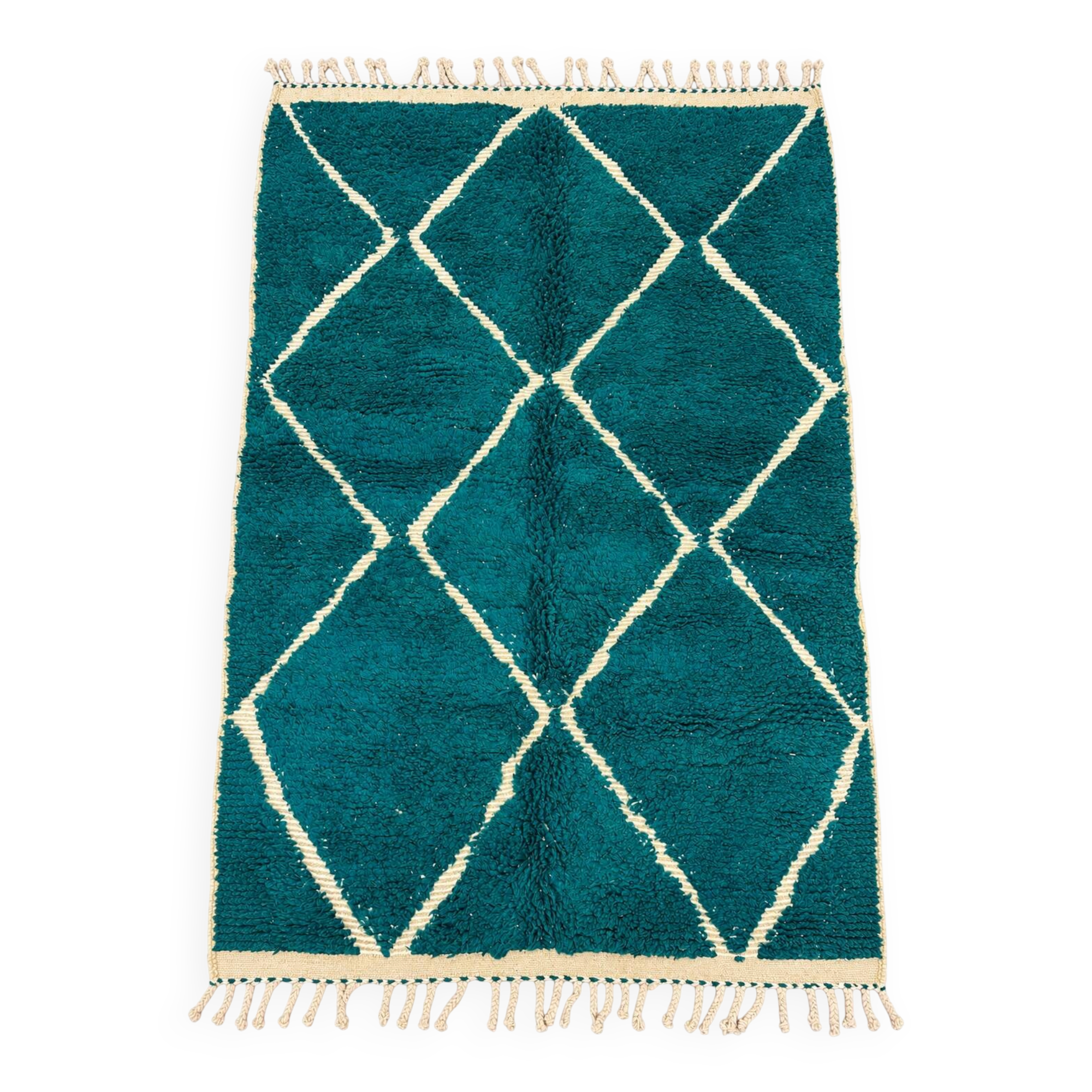 Majorelle blue Moroccan Berber rug with diamonds – 157 × 244 cm