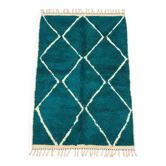 Majorelle blue Moroccan Berber rug with diamonds – 157 × 244 cm