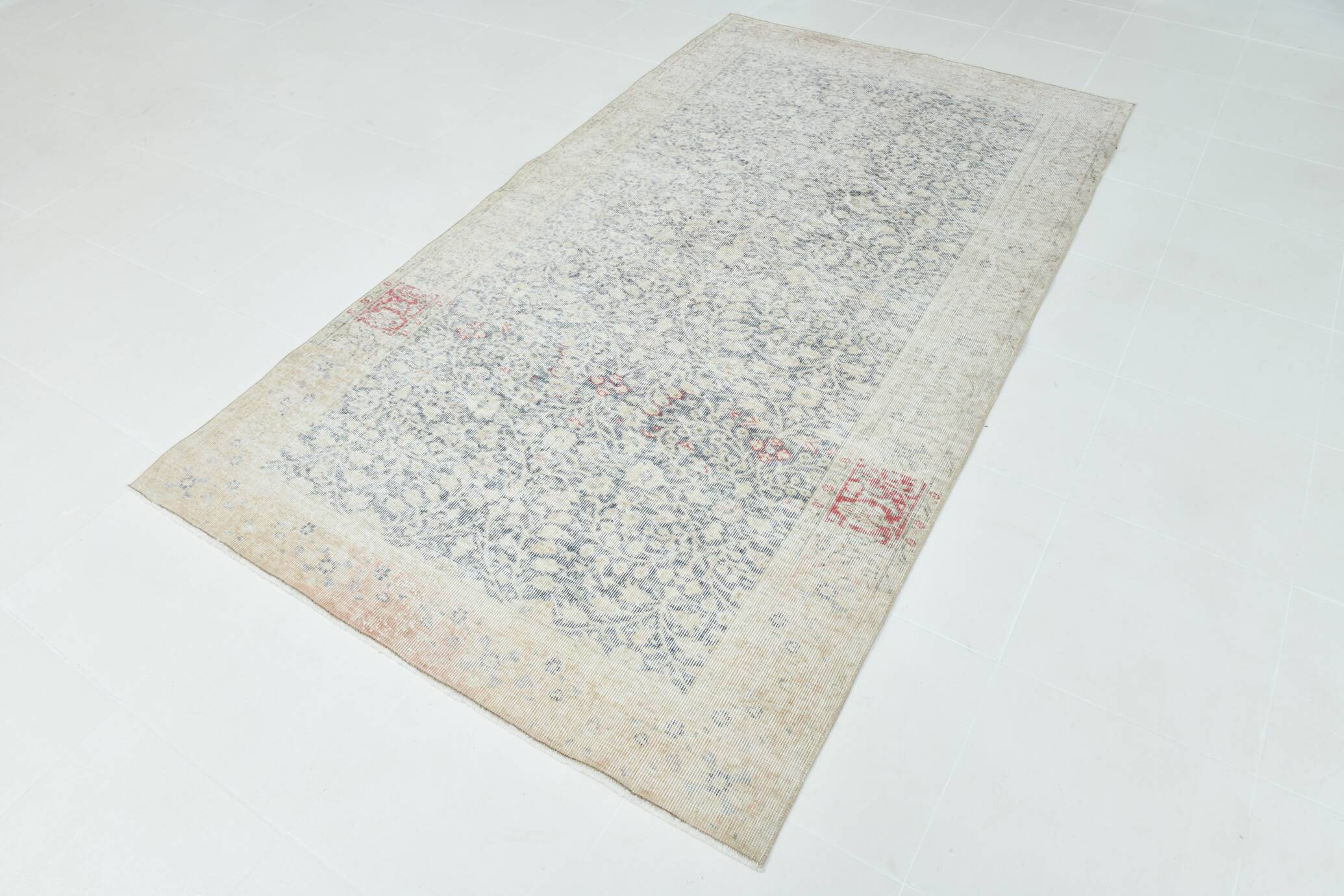 5x8 Navy Blue Beige Vintage Persian Rug, 144x259Cm SK 21485