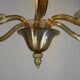 Venetian chandelier in gilded Murano glass by Venini circa 1920, 6 light arms.