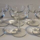 Six old blown glass champagne cups