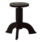 Début du 20e siècle, tabouret réglable danois Art Nouveau, Wood Carved, années 1920