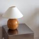 Pied de lampe boule en bois blond, Années 60/70
