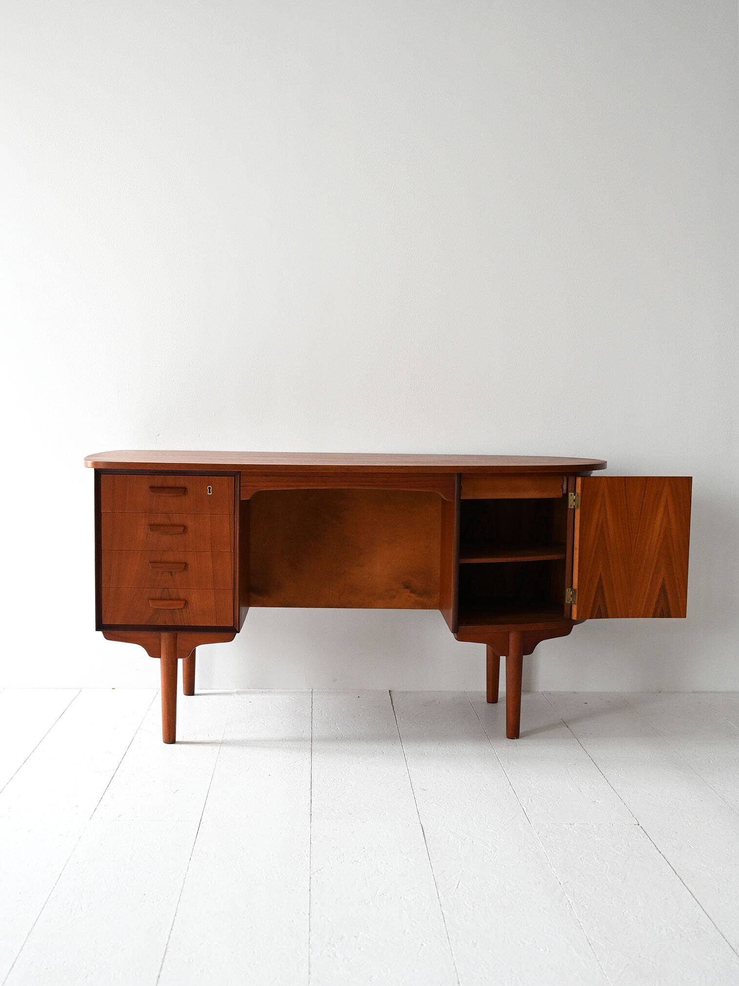 1960s oval Scandinavian teak desk