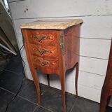 Louis XV style curved bedside table in marquetry