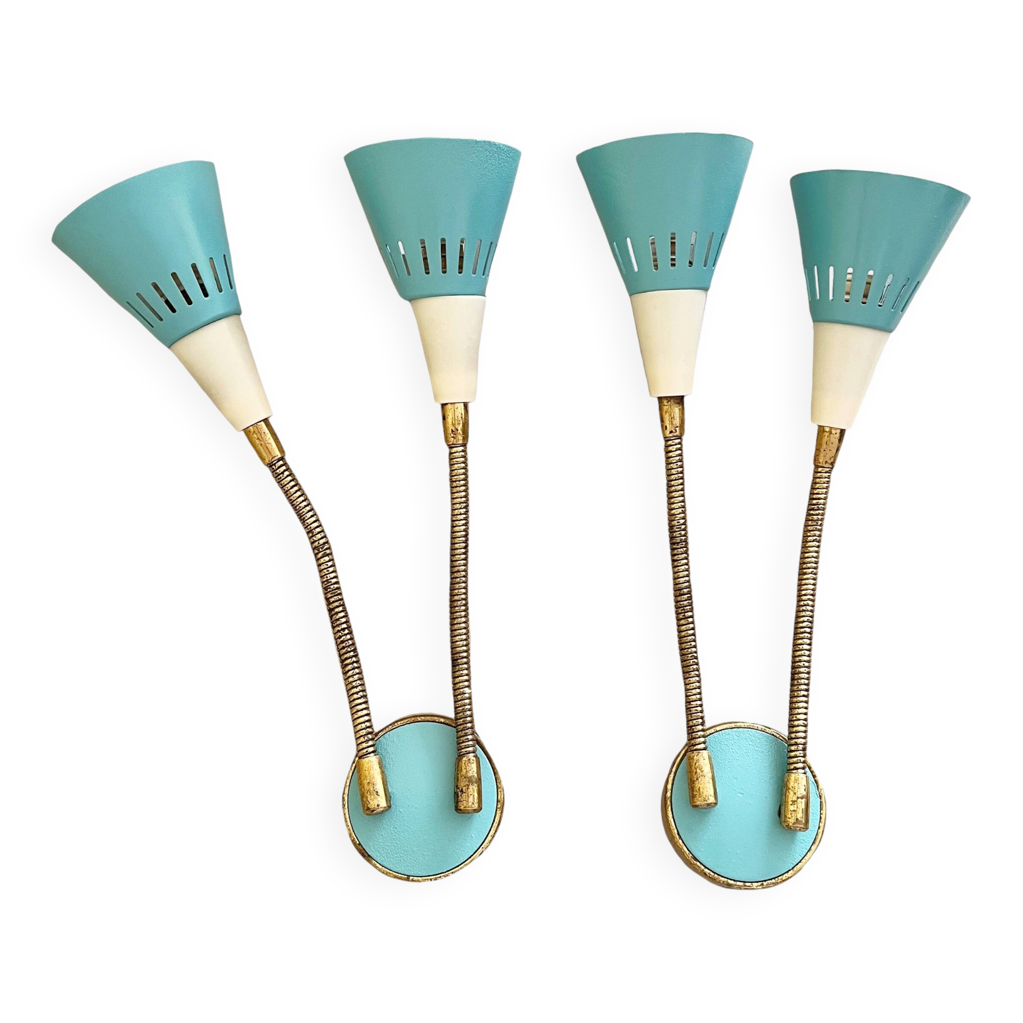 Pair of vintage Stilnovo style wall lights, 50-60s