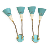 Paire de appliques murales vintage de style Stilnovo, années 50-60.