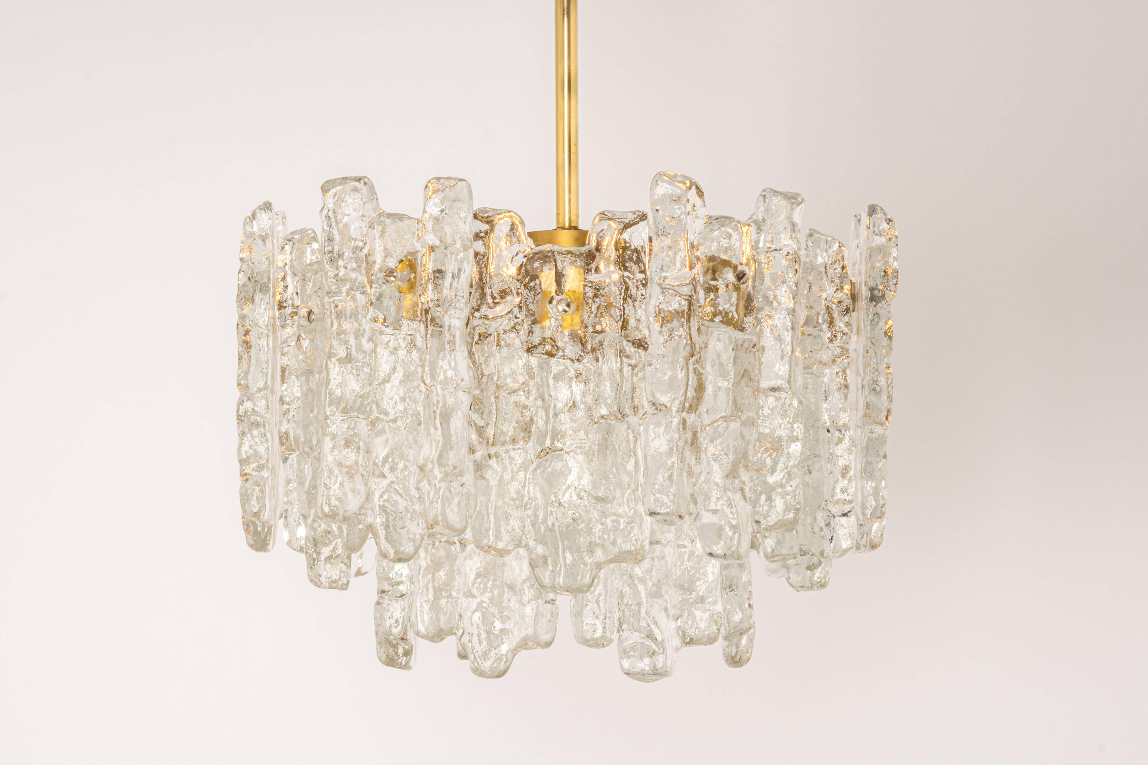 Large frosted glass chandelier from Murano by Kalmar, Austria, 1960s.