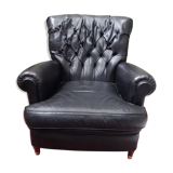 Pair Old black leather chair