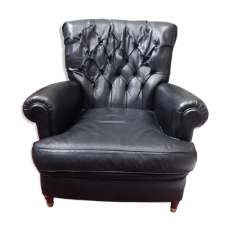 Pair Old black leather chair