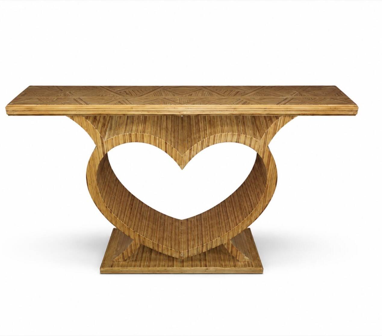 An Art Deco console made of beech wood and elm burl.