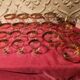 1930s footed glass service with gilding, including champagne flutes.