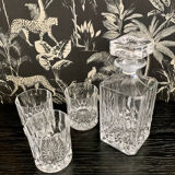 Whiskey decanter and 3 glasses
