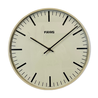 Vintage swiss beige wall clock from favag, 1970s