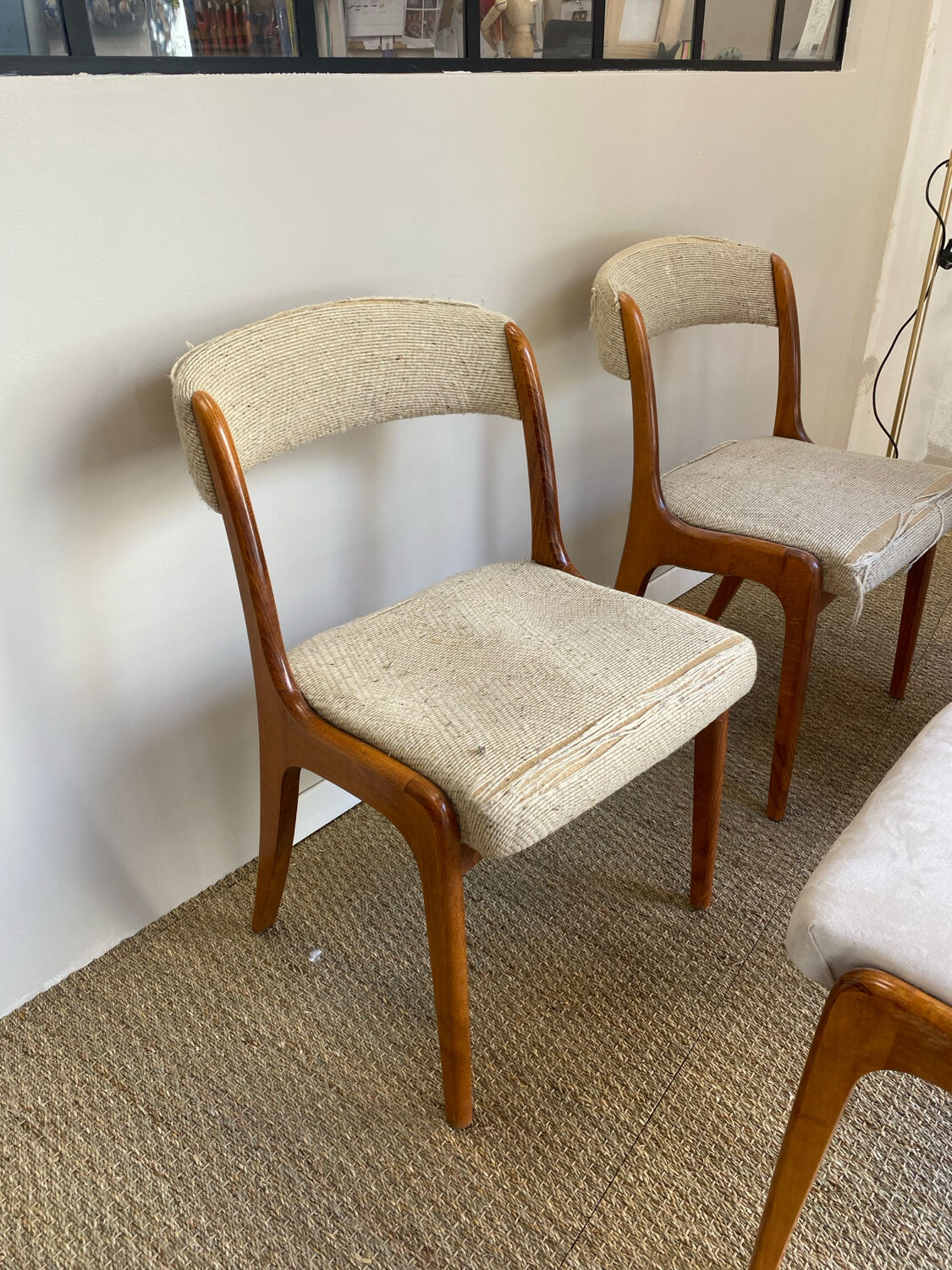 Set of 4 Gondole chairs in fabric signed by Baumann.