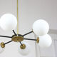 Mid-century sputnik brass and opaline glass chandelier
