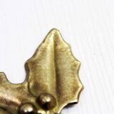 Vintage Holly Candle Holder, Brass