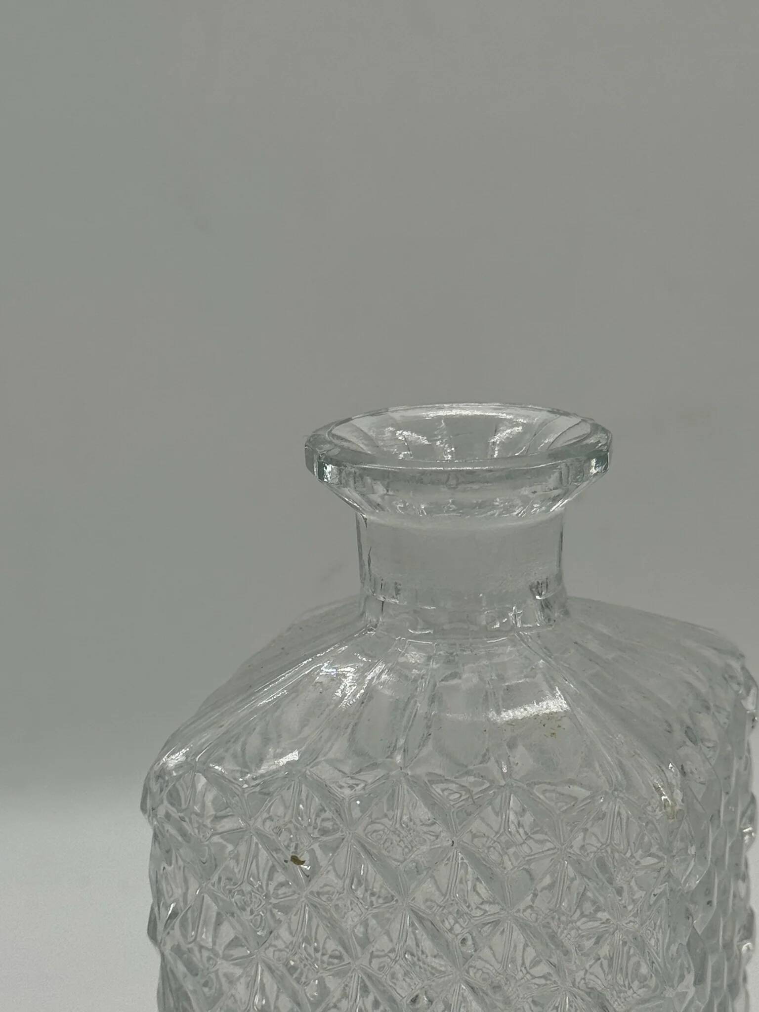 Vintage crystal glass carafe with stopper — diamond cut pattern
