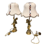 Pair of children's lamps returning from the vineyard