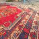 Tapis d'Orient vintage en laine noué main rouge et bleu