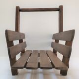 Solid wood log basket with vintage slats