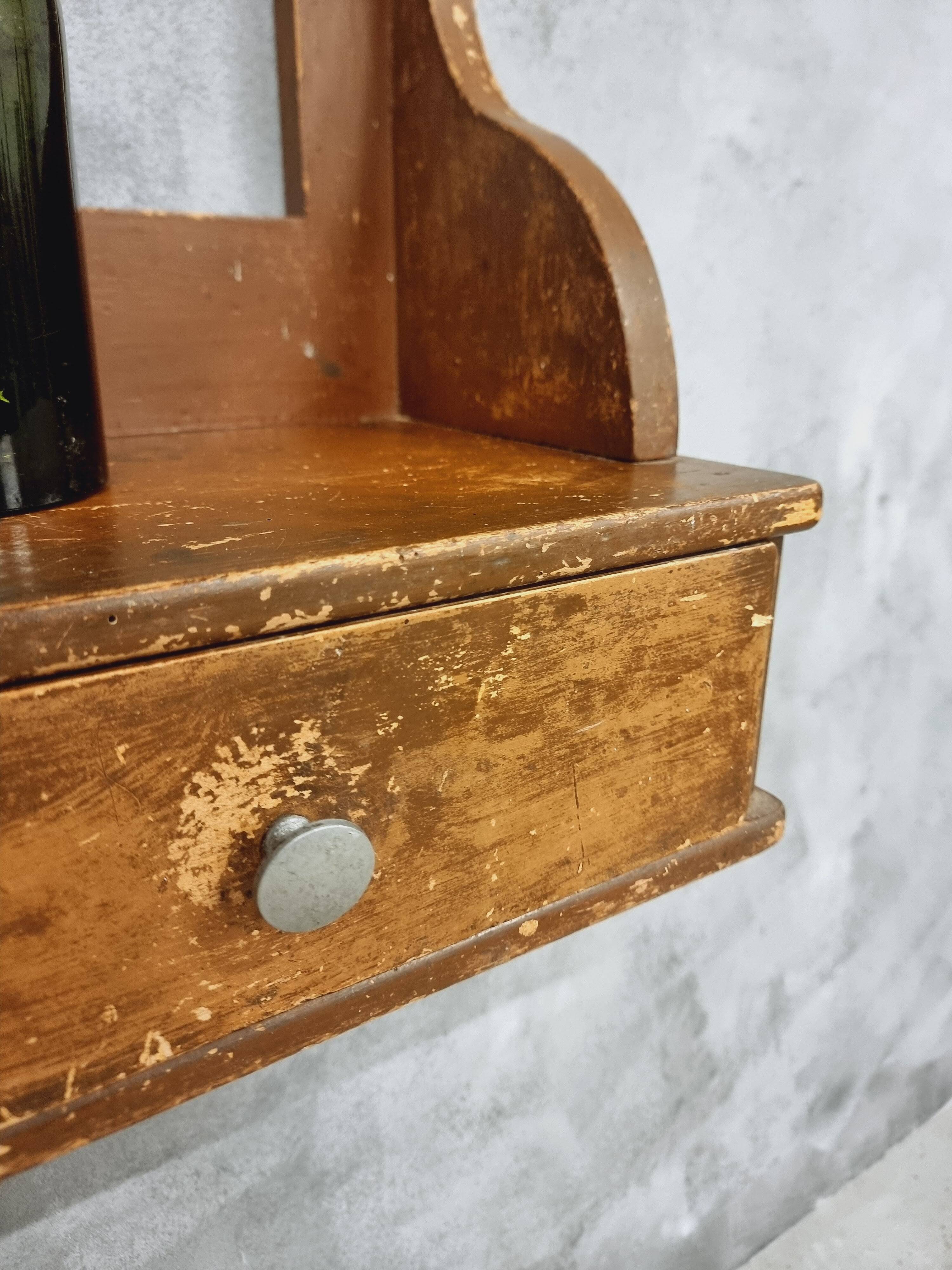 French vintage wall-mounted kitchen shelf 110x123cm