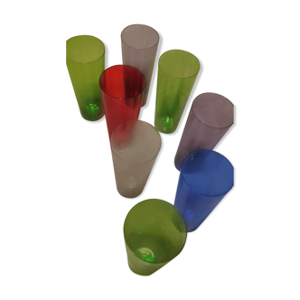 Set of 8 coloured glasses