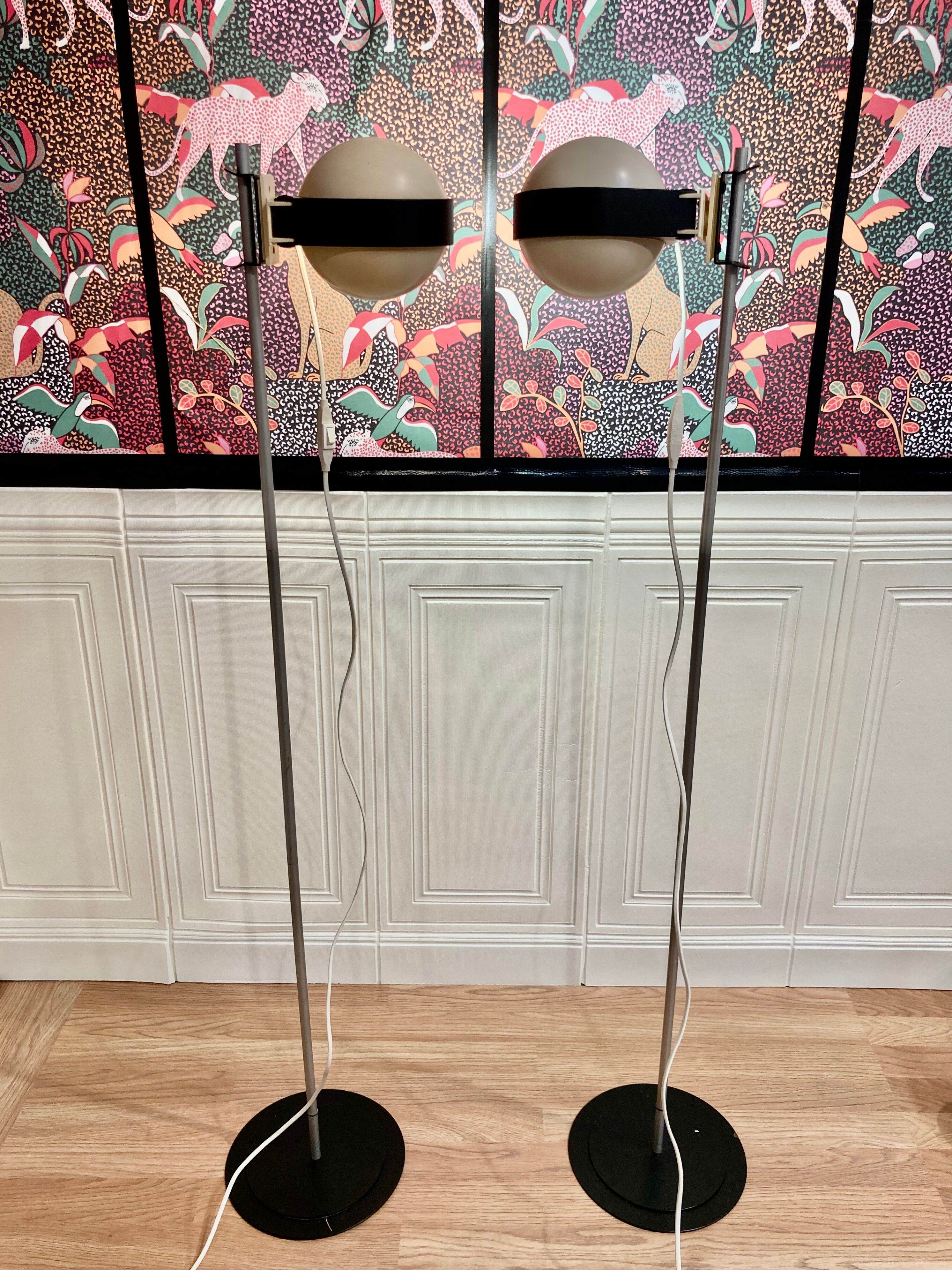 A pair of modular design floor lamps from the 1960s.