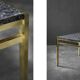 Vintage Mid-Century Italian Modern Brass Coffee Table with Stone Top, 1970s
