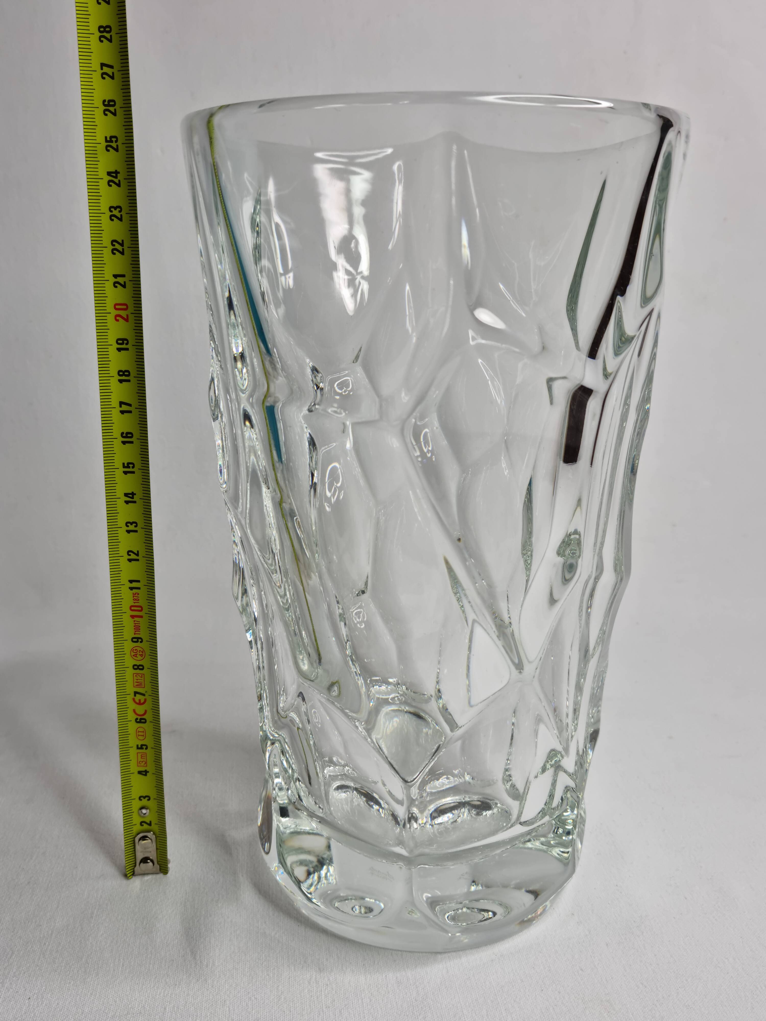 Sèvres crystal vase with rough glass pattern, 26 cm