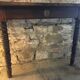 Oak console and walnut feet