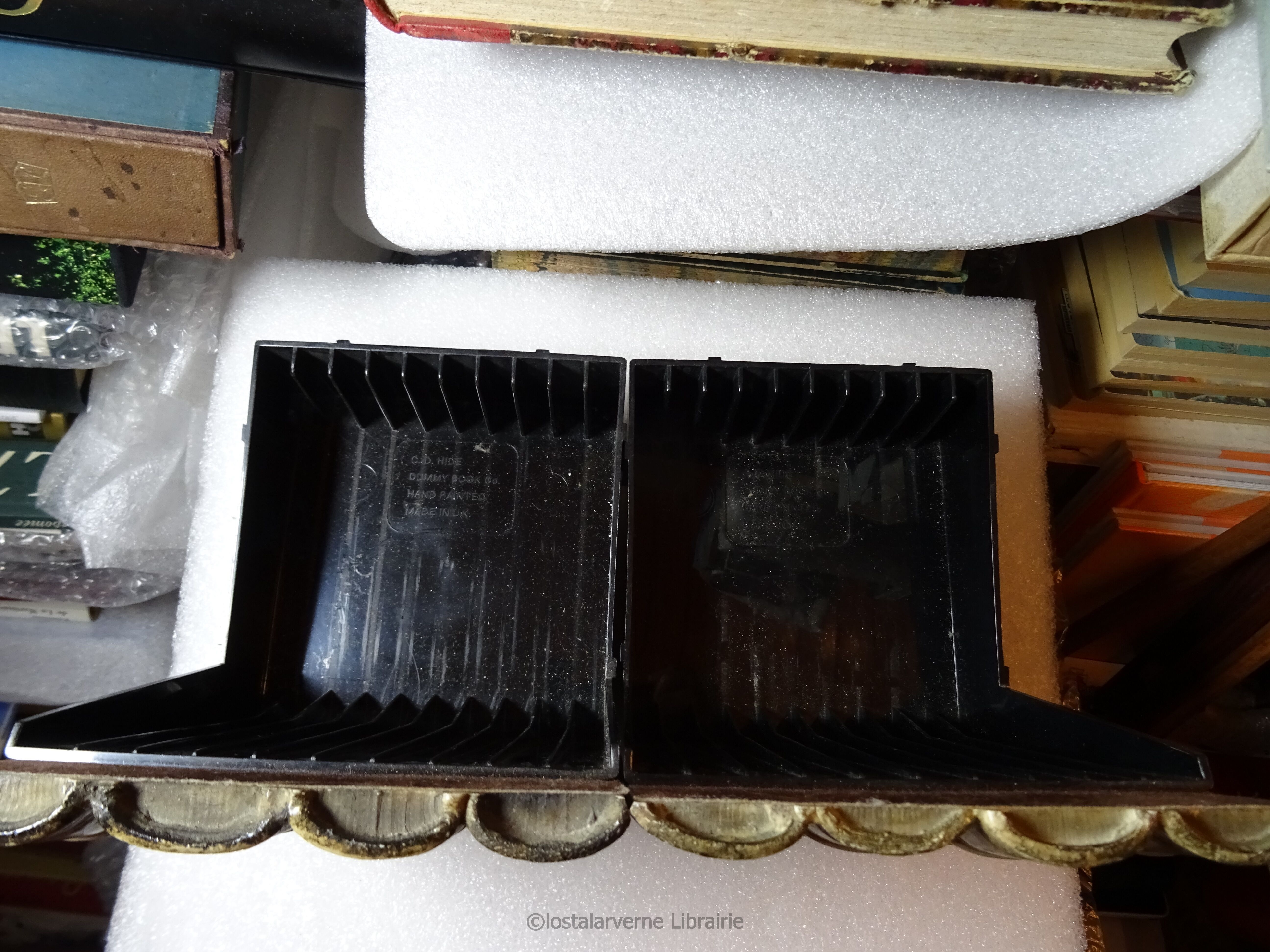 Lot of 4 cd racks for 40 cds - walter scott fake book front - made in uk vintage