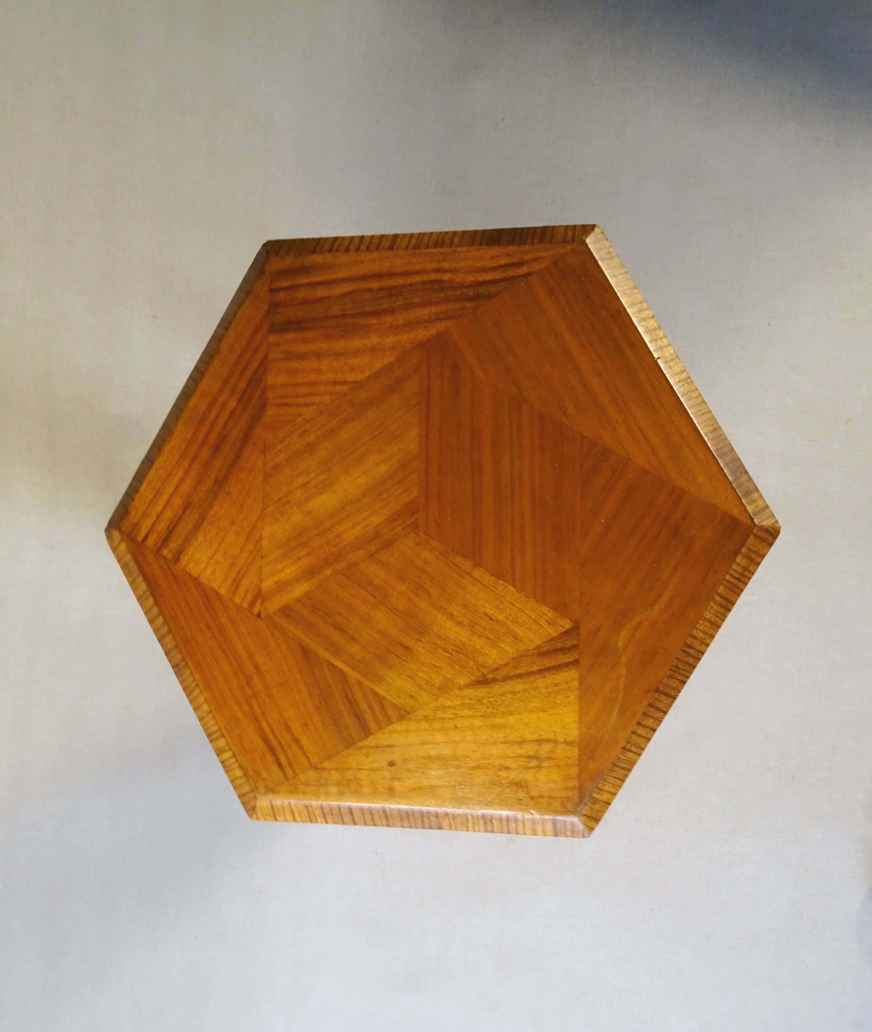 Side table with removable polygonal top, Art Deco, inlaid 1925