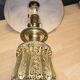 lamp 1900 brass bronze wood, marbled opaline shade 43x23 inter with dash