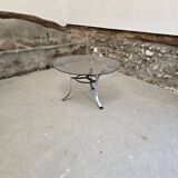 Petite table basse en verre fumé 1970