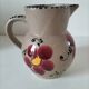 Pichet en grès vintage décor floral peint main, années 60–70