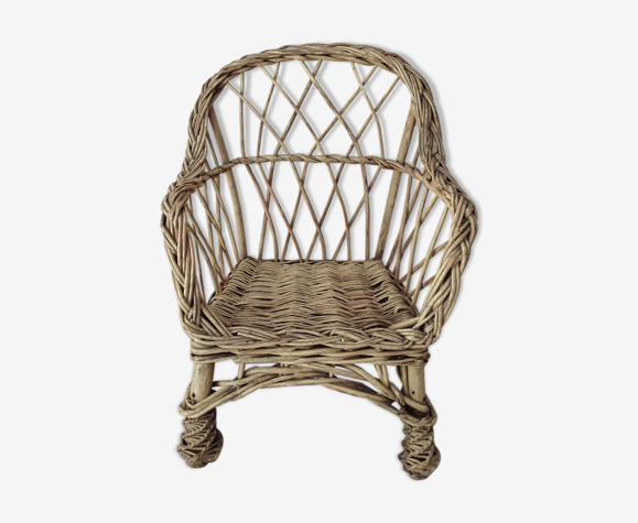 Fauteuil miniature en rotin des années 70