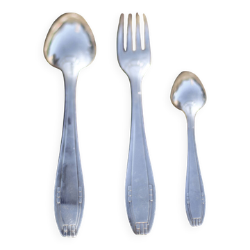 Art Deco cutlery set in box, silver-plated metal cutlery set, decorative table